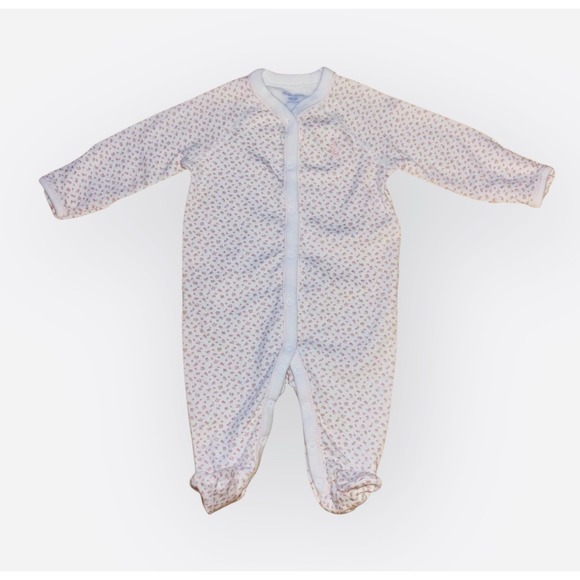 Ralph Lauren RL Size 9M‎ Premium Cotton Footed Coverall Pink Roses Snap Closure - Picture 1 of 10